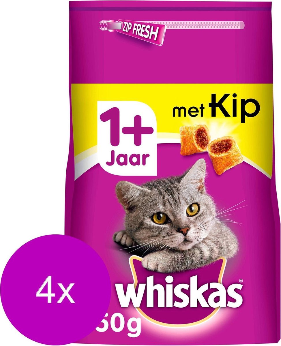 Whiskas Brokjes Adult Kip - Kattenvoer - 4 x 950 g