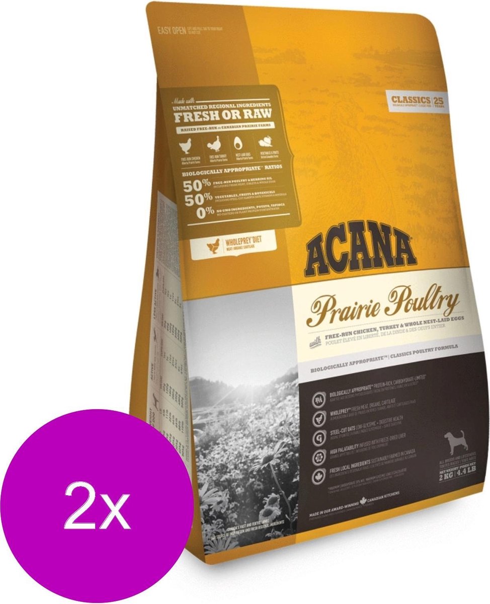Acana Classics Prairie Poultry - Kip & Kalkoen - Hondenvoer - 2 x 2 kg