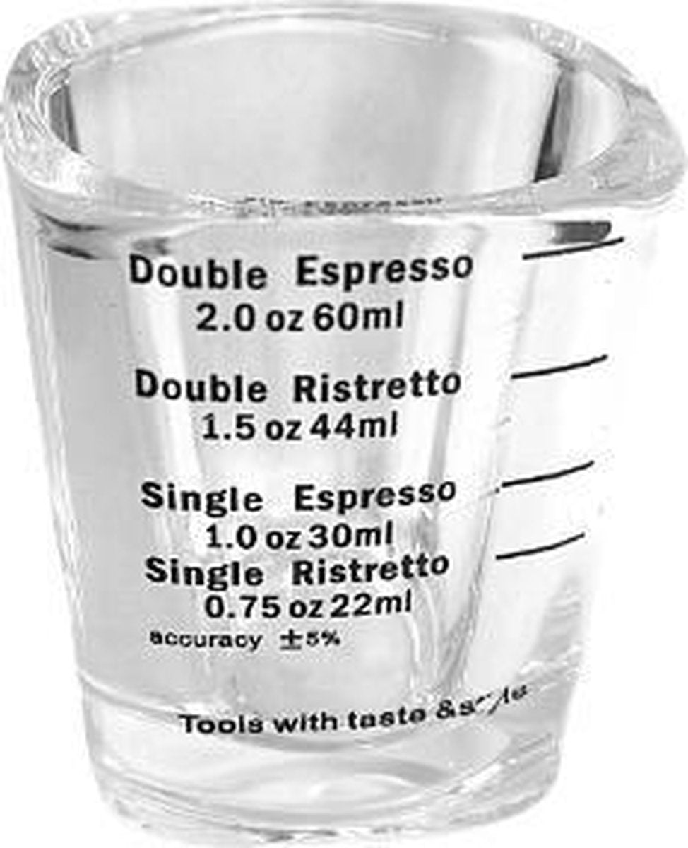 Espresso shotglas - vierkant - maatbeker - glas - barista-essentials - barista tools