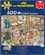 Puzzel (puzzle) Jan van Haasteren 500 stukjes "op het nieuwe jaar” voor kerstmis (Christmas) en Sinterklaas