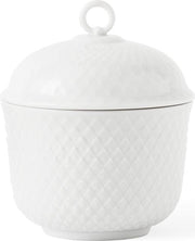 Lyngby Porcelain Rhombe suikerpot met deksel D8.5cm wit