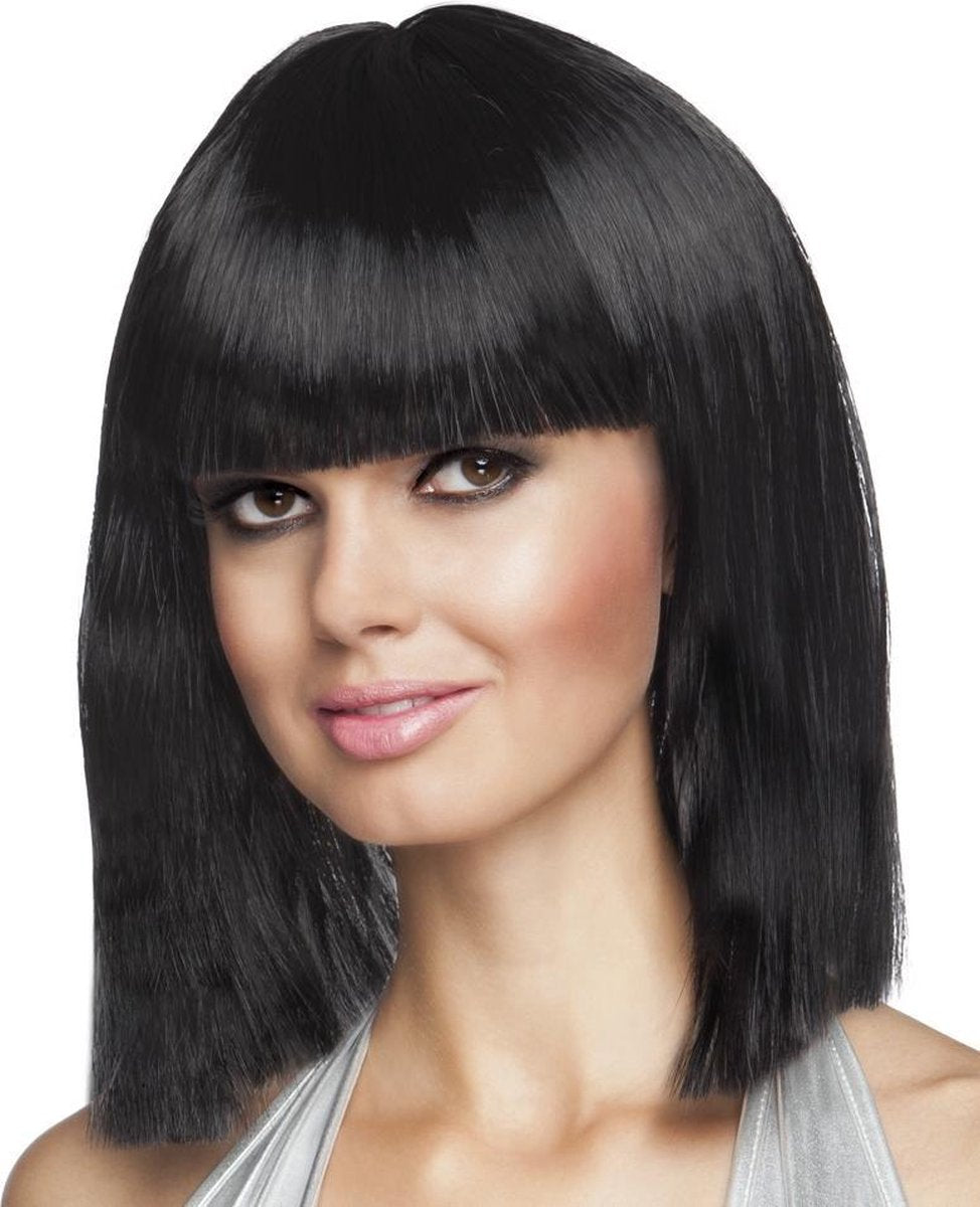 Zwarte glamourpruik voor vrouwen - Verkleedpruik - One size