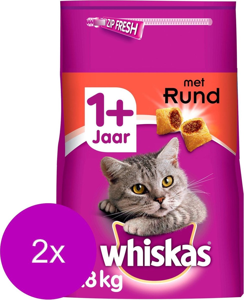 Whiskas Brokjes Adult Rund - Kattenvoer - 2 x 3