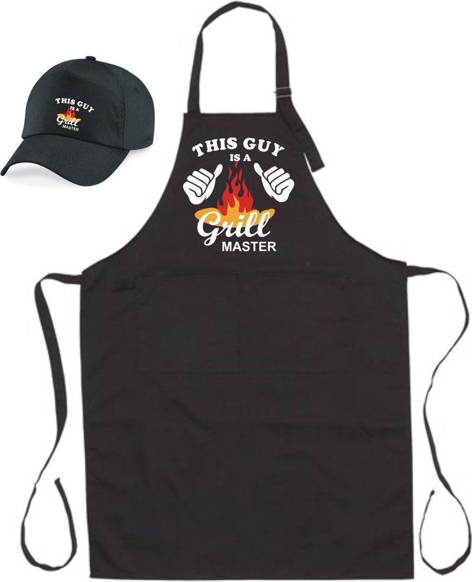 Mijncadeautje - Barbecueschort - This guy is a Grill Master - zwart - XXL 98 x 70 cm - gratis BBQ handschoen