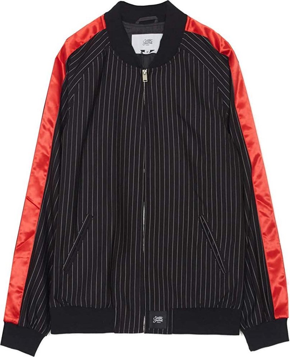 SIXTH JUNE STRIPES BASEBALL JACKET BLACK/RED