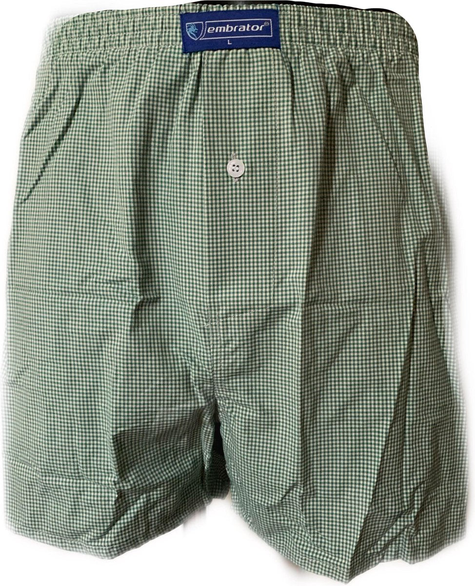 Embrator mannen Boxershort geweven katoen groen/wit maat L