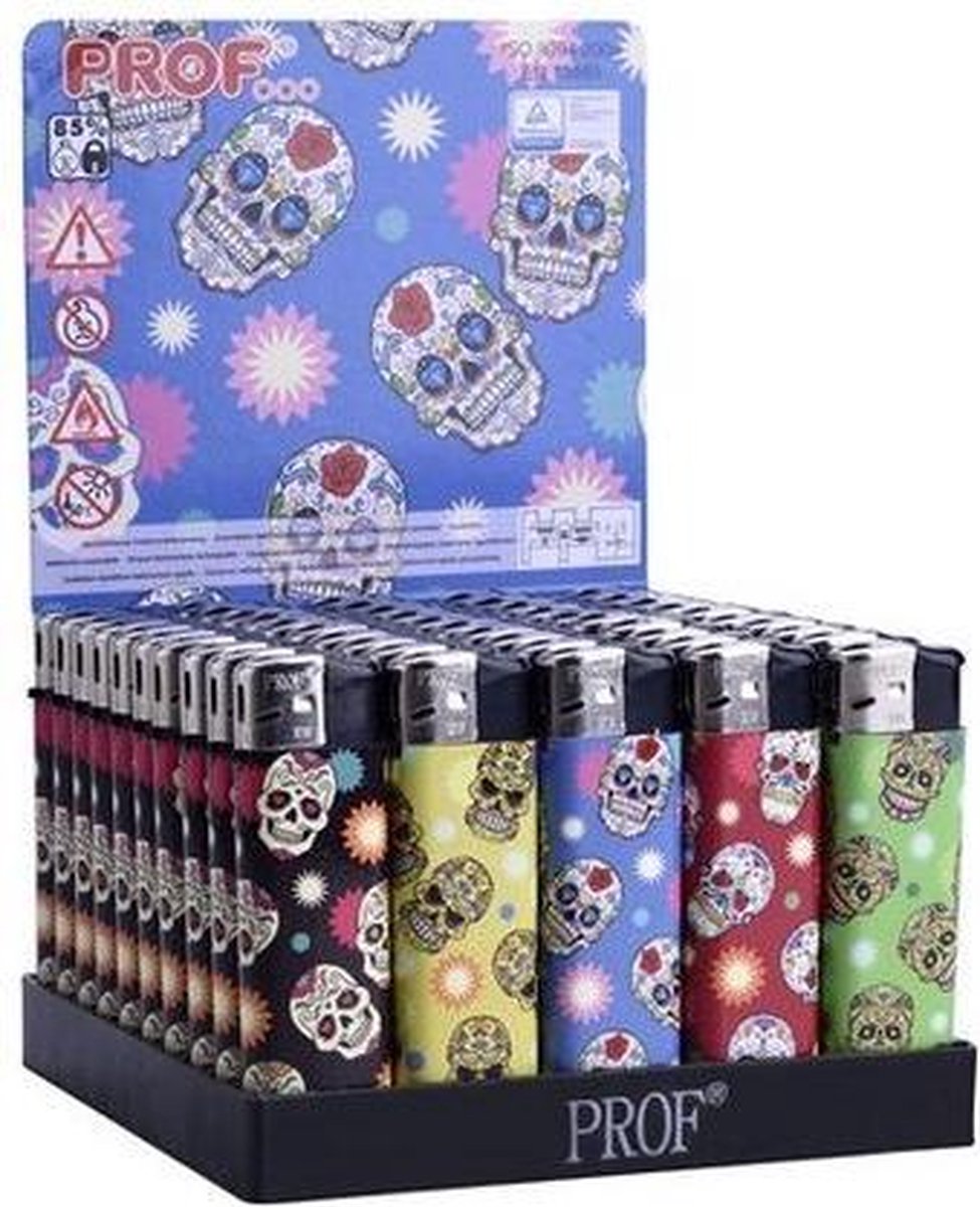 Aanstekers Prof 50stuks 'Doodshoofd Mini Design' "GRATIS VERZENDING"