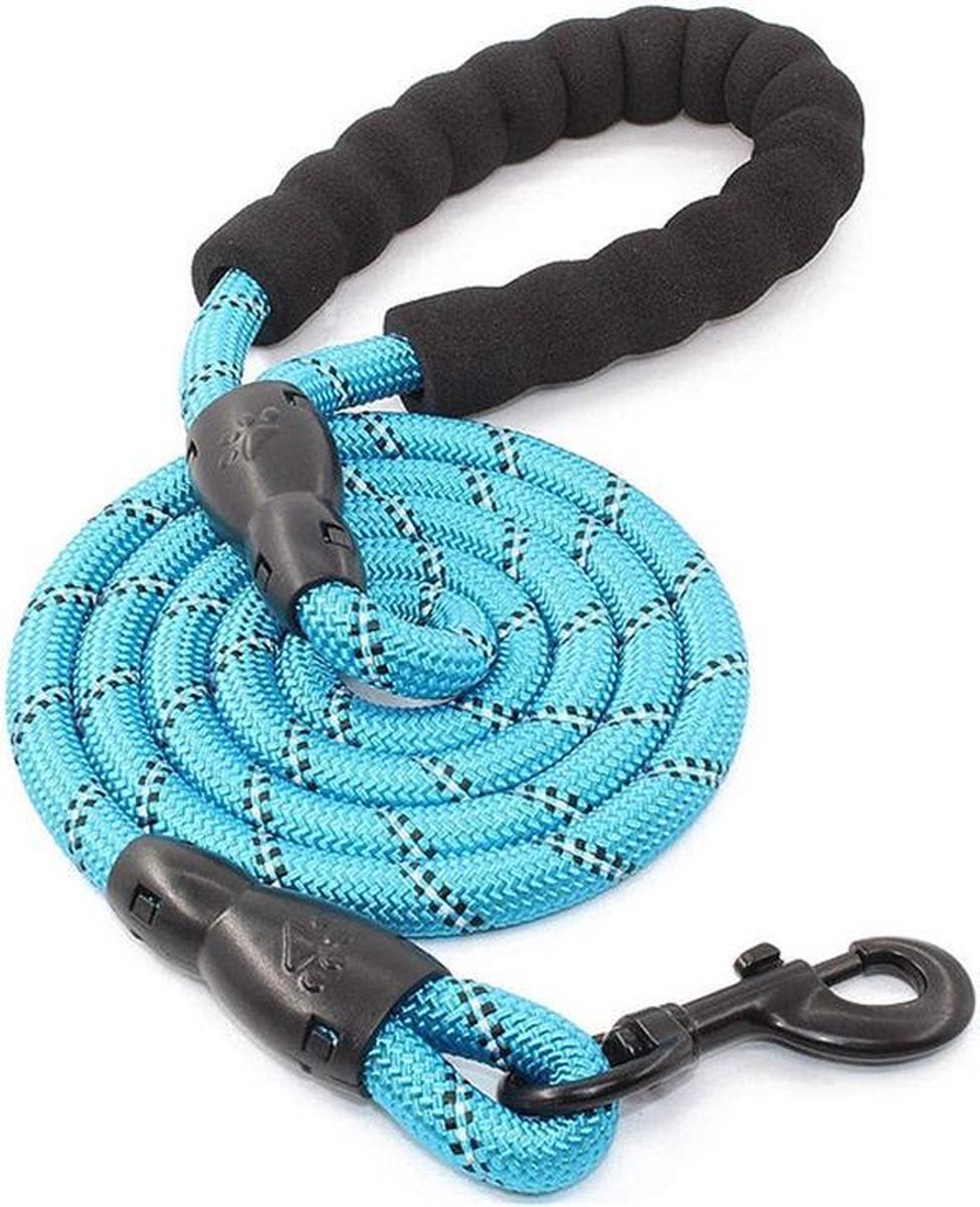 GOLDENDEALER™ - Hondenriem - nieuw verstevigd model – reflecterend - voor grote en kleine honden - duurzaam touw - stevige grip - honden trainen – blauw - 1