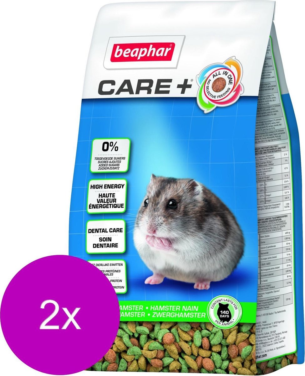 Beaphar XtraVital Care+ Dwerghamster - 2 St à 700 gr - Hamstervoer