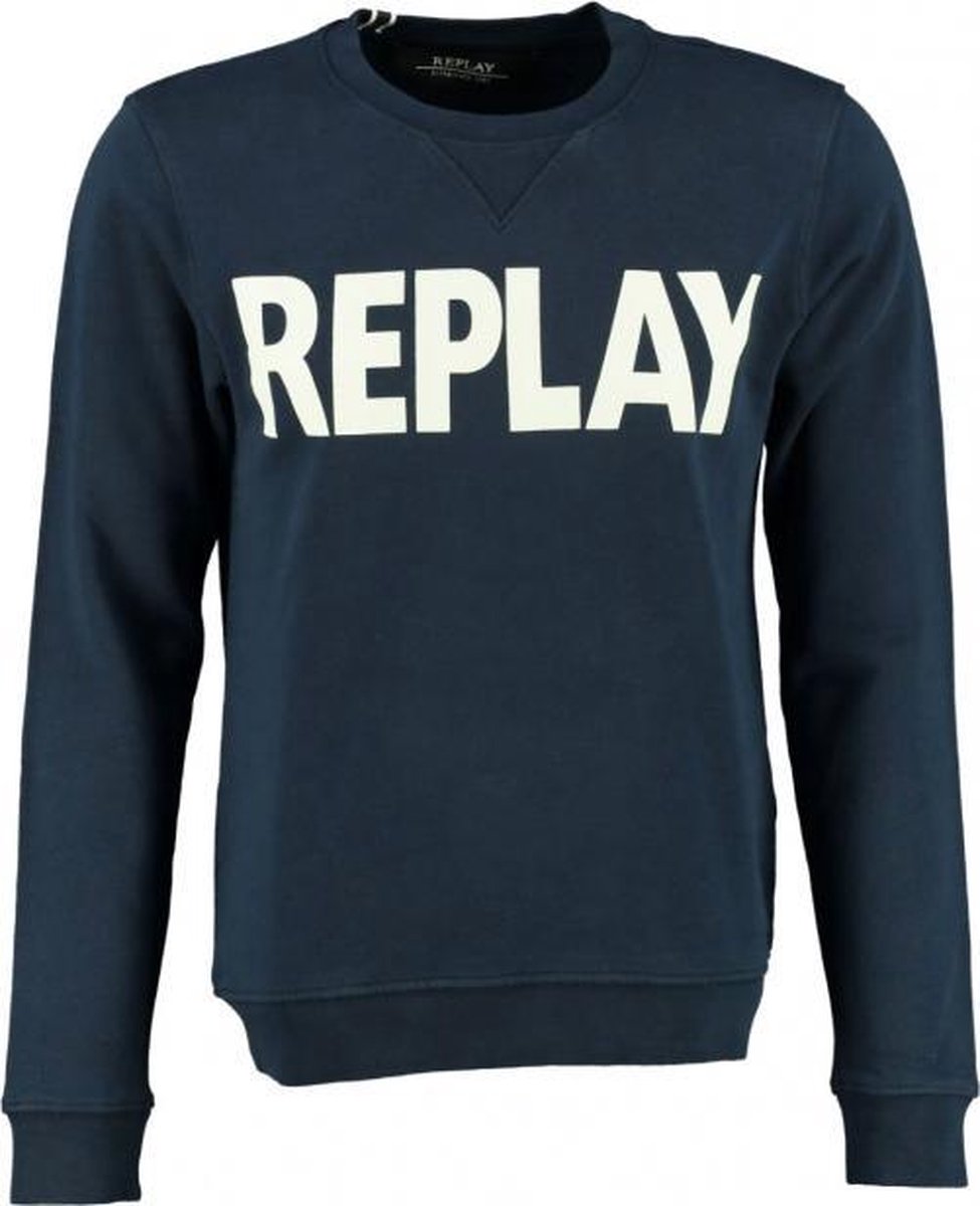Replay zachte blauwe slim fit sweater - valt 1 maat kleiner - Maat S