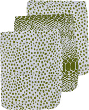 Meyco 3-pack washandjes - Snake/Cheetah - avocado