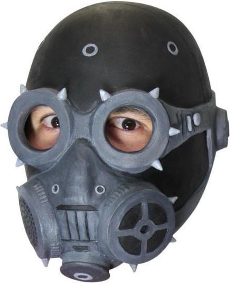 Partychimp Hoofdmasker Hell Gas Masker Pvc Zwart/grijs One-size