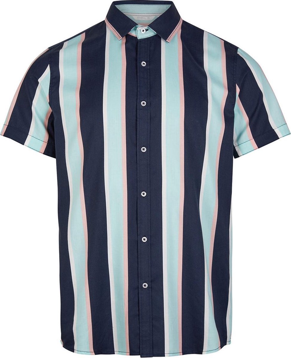 Vert Stripe Shortsleeve Shirt 1a1322 5960 Blue Aop W/green
