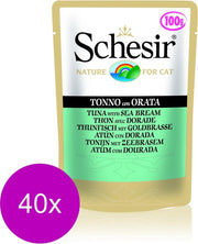 Schesir Kat Pouch Adult Gelei 100 g - Kattenvoer - 40 x Tonijn&Zeebrasem