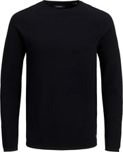 JACK & JONES slim fit trui katoen - O-hals - zwart -  Maat: L
