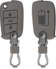 kwmobile autosleutelhoes voor VW Golf 7 MK7 3-knops autosleutel - beschermhoes van imitatieleer - Accu Elektrische Auto design - grijs