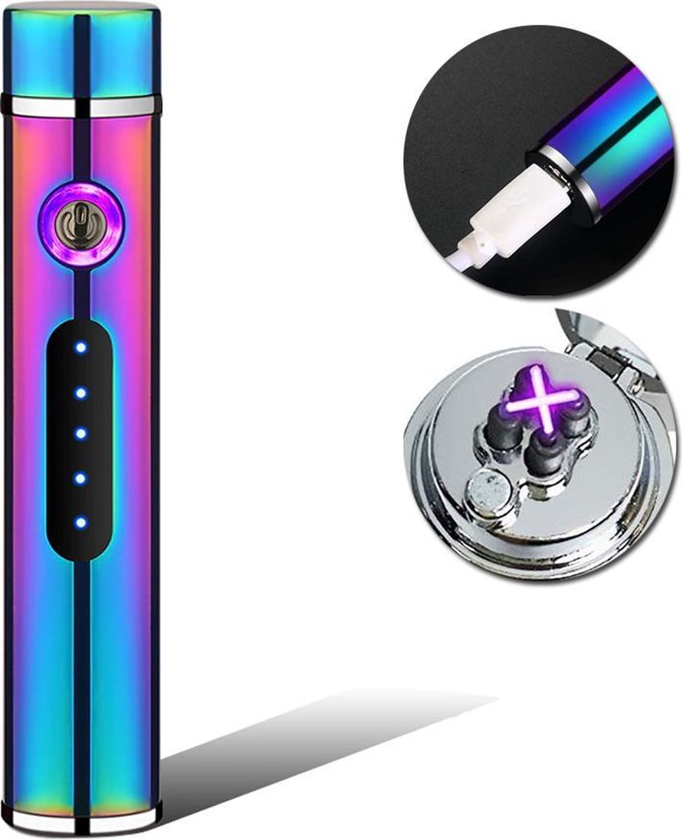 *PREMIUM* Elektrische plasma aansteker met USB oplader | Wind- en regenbestendig | Cilindervormig | Waterdicht | Met oplaadniveau | Gasbrander | Geschikt voor vuurwerk