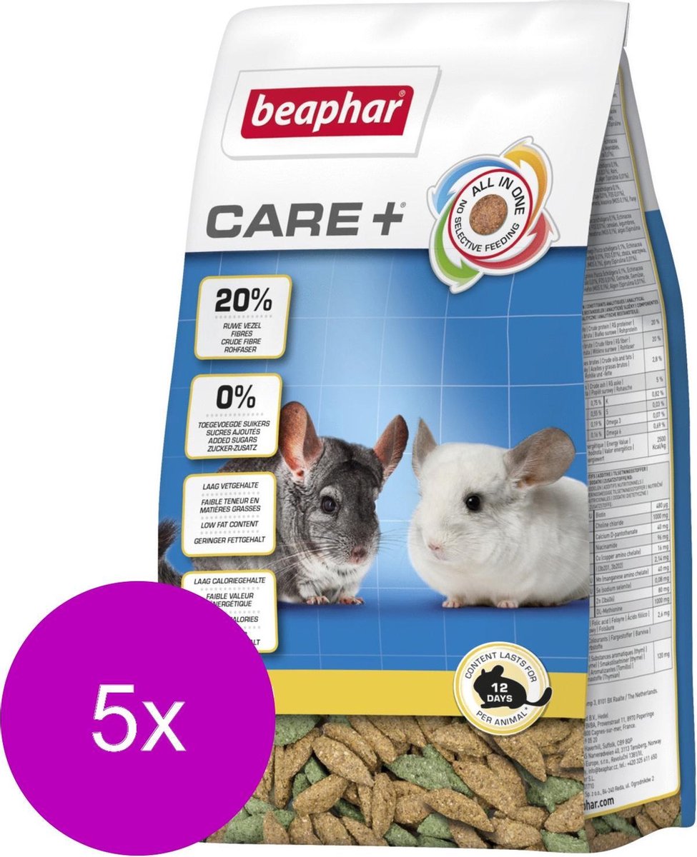 Xtra Vital Care Plus Chinchilla - Chinchillavoer - 5 x 250 g
