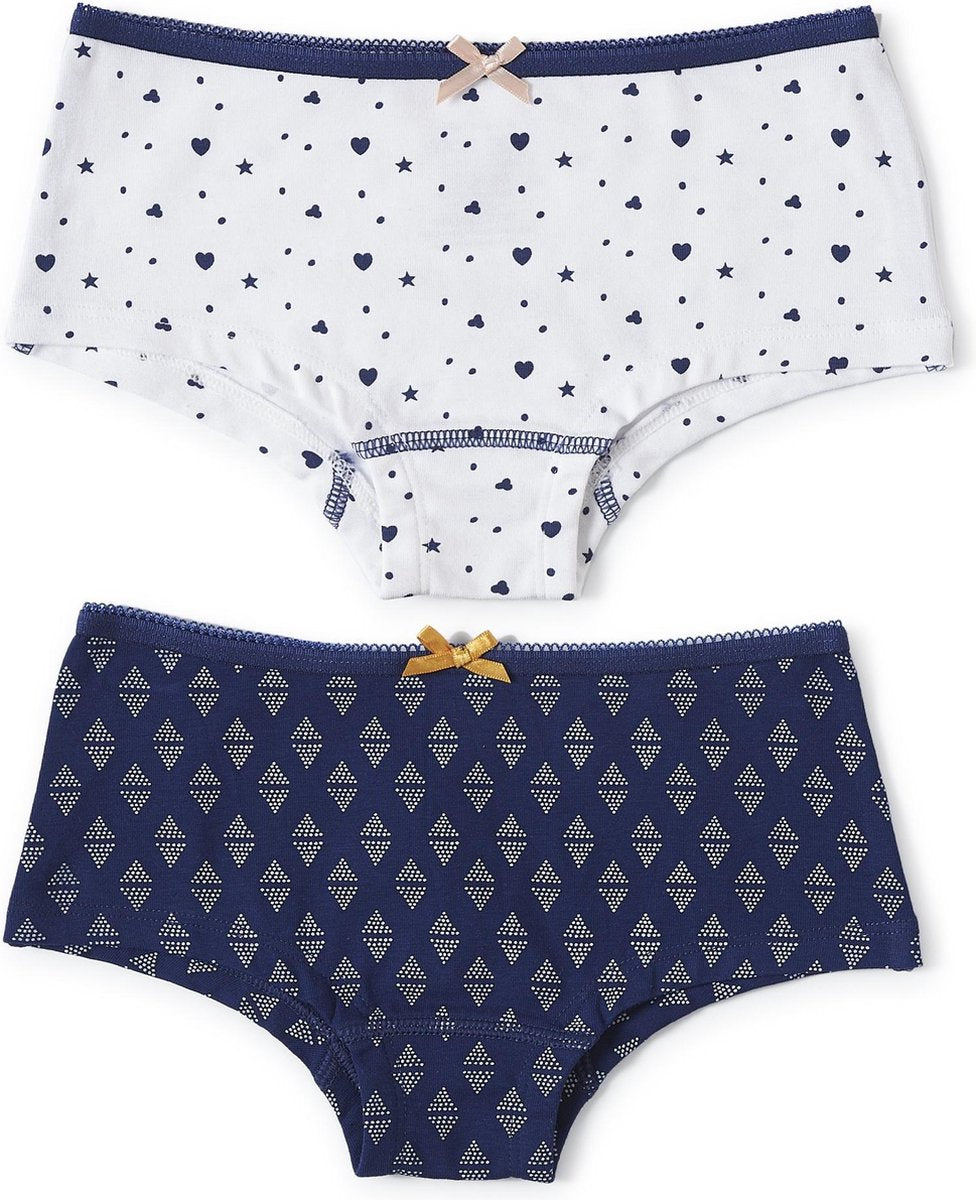 Little Label - meisjes - onderbroek (2 stuks) - blauw met wit en wit