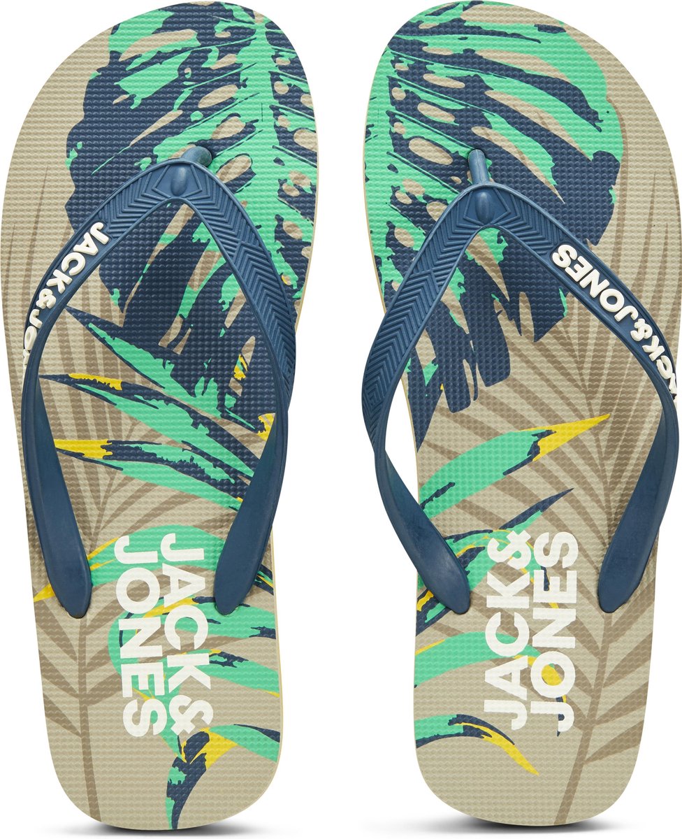 JACK&JONES JWFPRINT TROPICAL Heren Slippers - Plaza Taupe - Maat 46/47