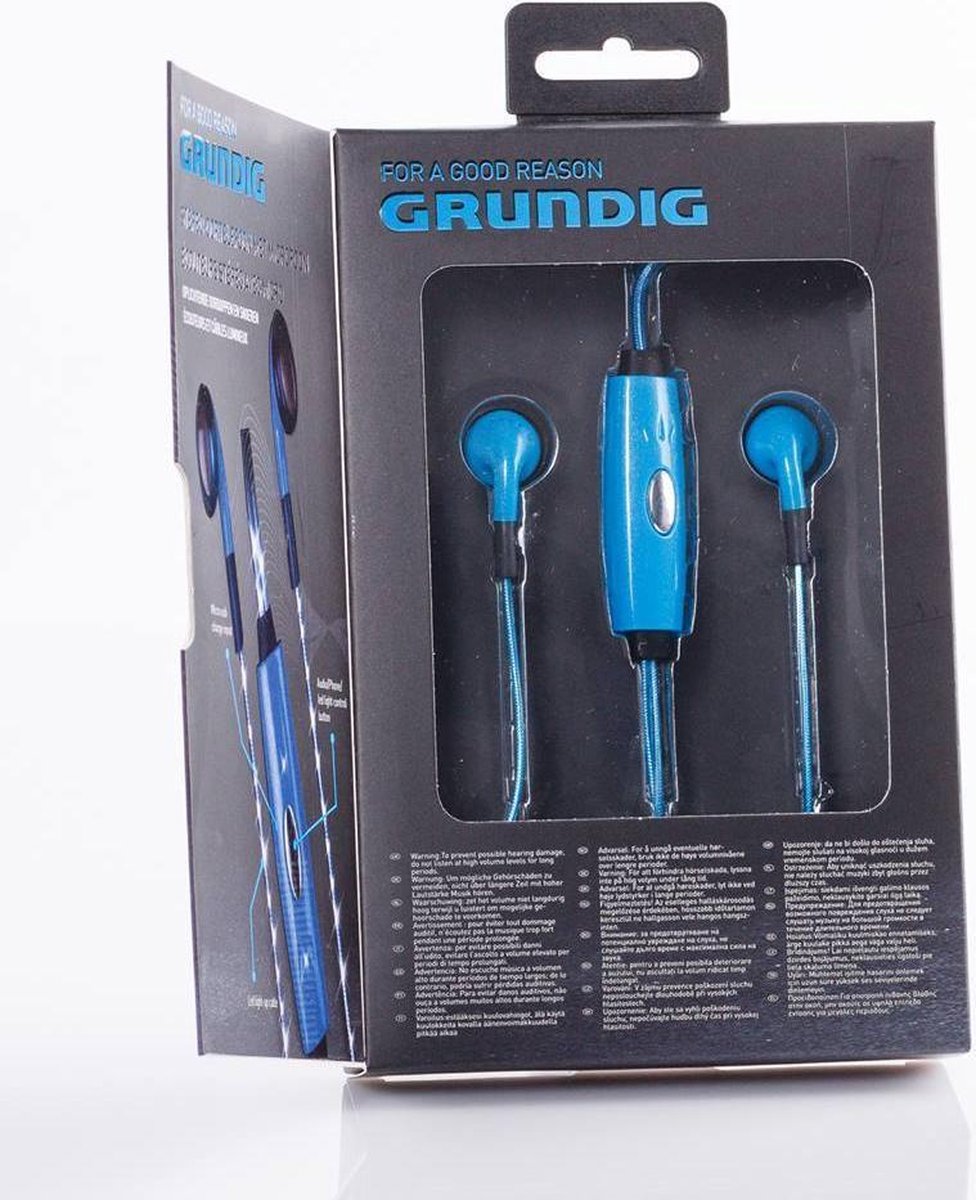 Oortelefoon glow led blauw & Rood  Grundig Cb met mic inc usb-kabel