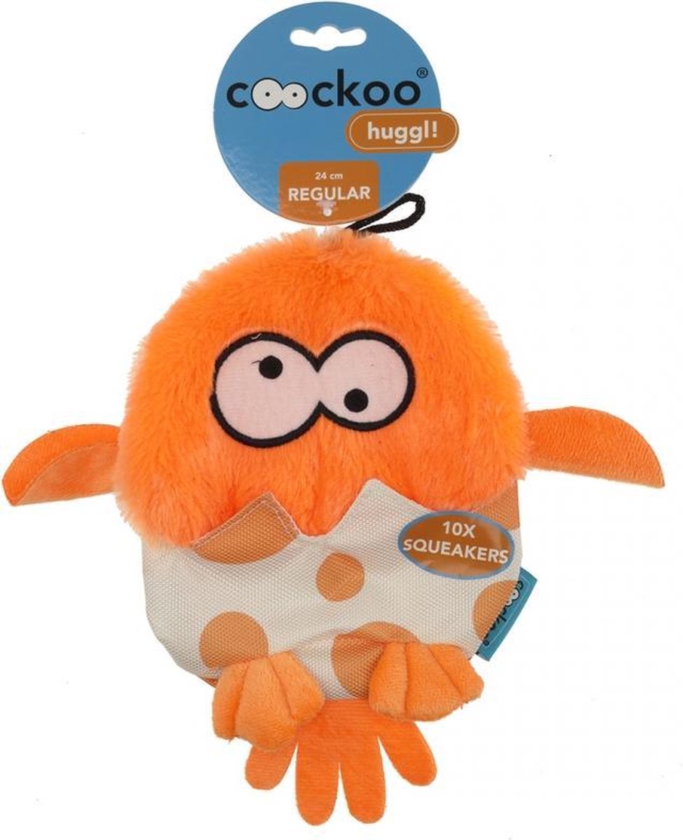 Coockoo Huggl squeakers Oranje 24x18cm