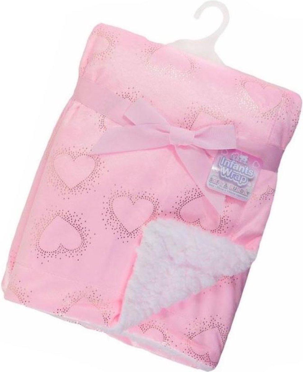 Soft Touch Dekentje Hartjes 75 X 100 Cm Polyester/ Sherpa Roze
