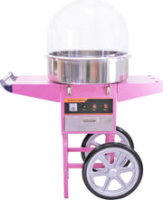 Professionele RVS suikerspinmachine - Roze - met Kap - met roestvrijstalen suikerschep en kom - verjaardagsfeestjes