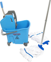 Maus dweil systeem prof blauw 25 liter - Compleet met wringer 2x dweil en steel Rolemmer 4 kleuren leverbaar