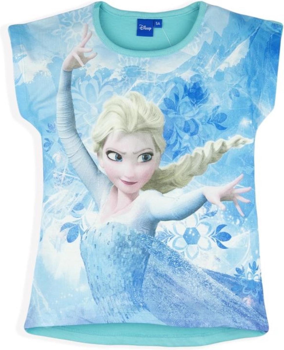 Disney Frozen - Elsa - T-shirt - Model "Elsa is Fierce!" - Turquoise - 104 cm - 4 jaar - 100% Katoen
