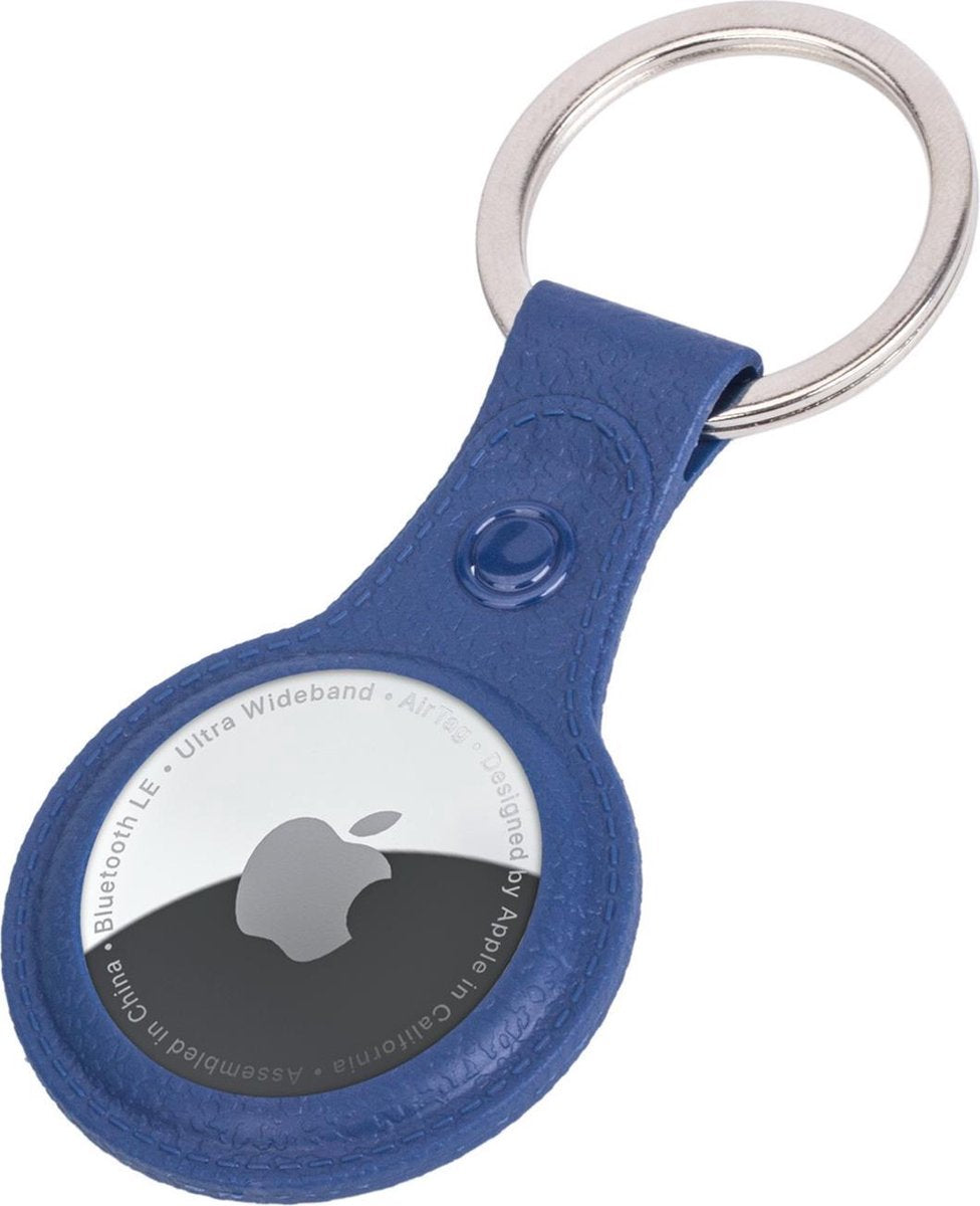 AirTag-Sleutelhanger AirTag Hoesje Leder Look Hanger - AirTag Hanger Sleutelhanger Hoesje - Donker Blauw