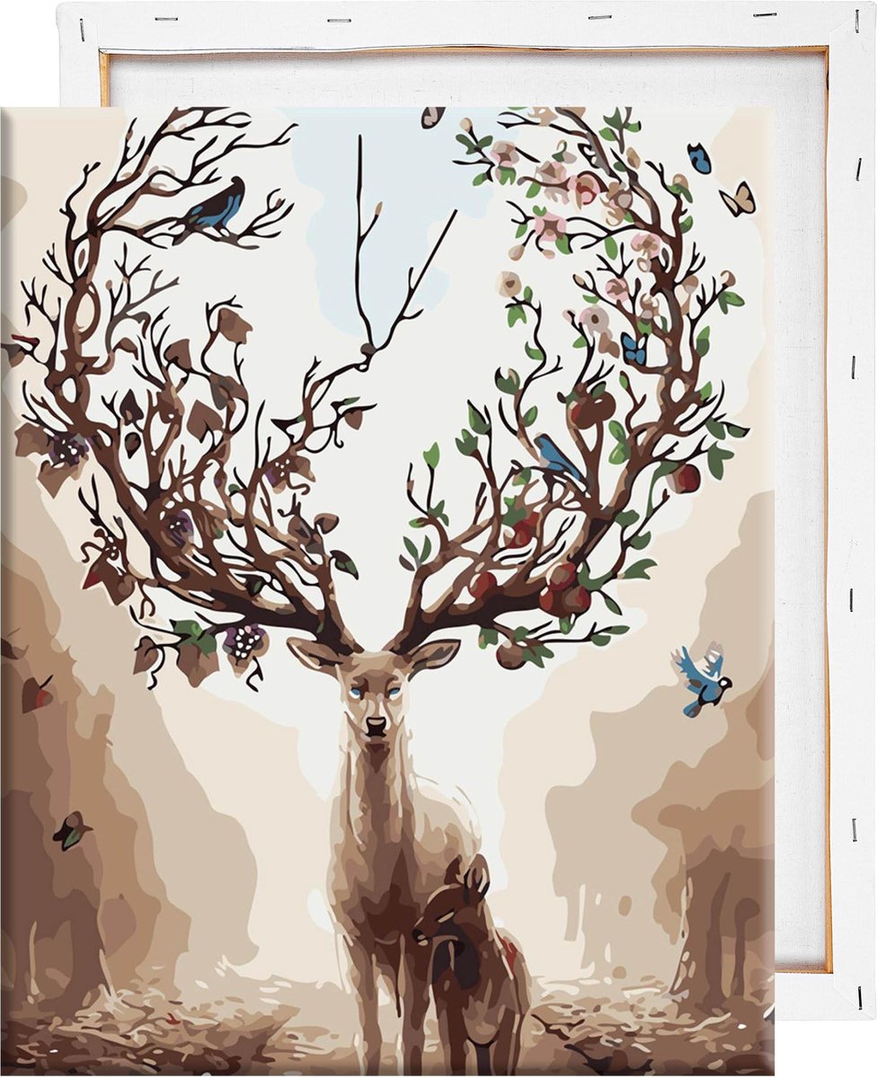 S.old - Schilderen Op Nummer - Hert - Met Frame - 40x50 cm