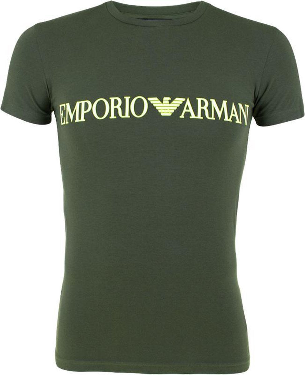 Emporio Armani big logo O-hals shirt groen - M