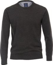 Redmond heren trui katoen - O-hals - antraciet grijs melange -  Maat: 6XL