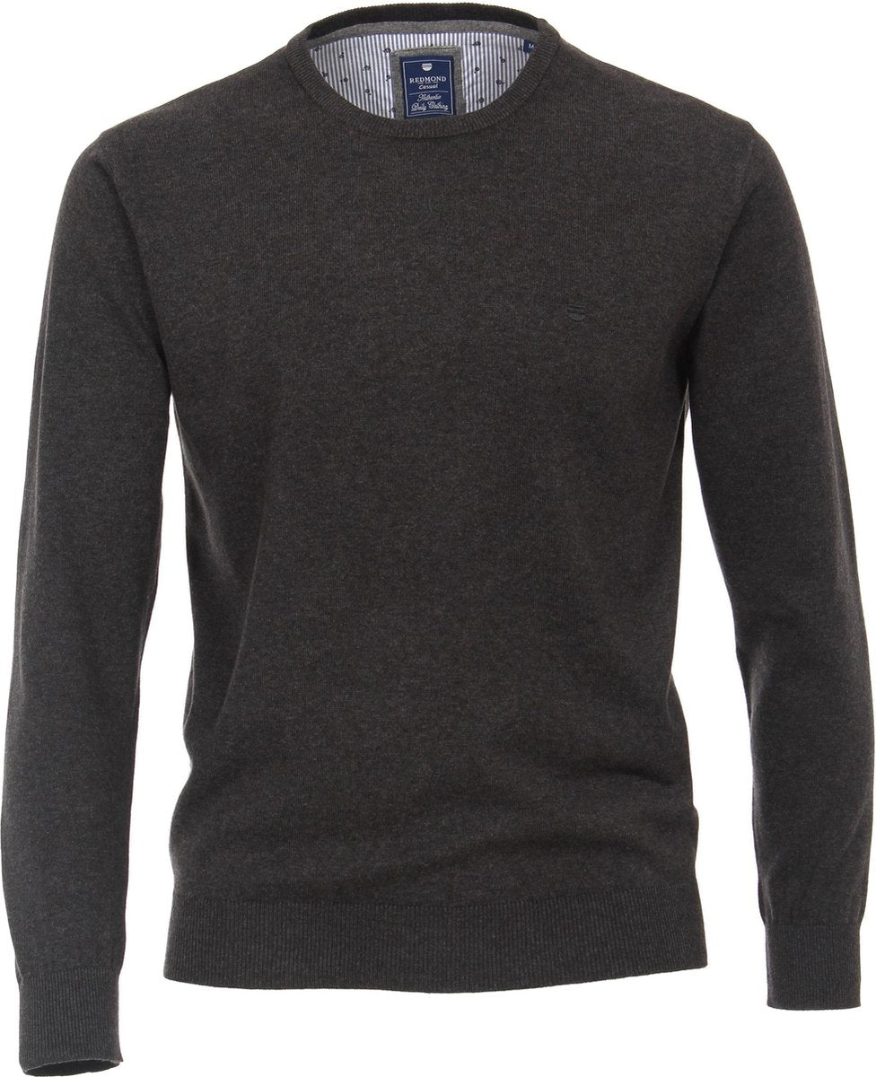 Redmond heren trui katoen - O-hals - antraciet grijs melange -  Maat: 6XL