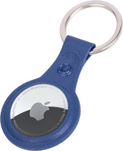 Airtag Sleutelhanger Hoes - Airtag Hoesje Hanger Case Leder Look - Airtag-Sleutelhanger - Donker Blauw