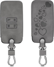 kwmobile autosleutelhoes voor Renault 4-knops Smartkey autosleutel (alleen Keyless Go) - beschermhoes van imitatieleer - Hartjes Mix design - grijs