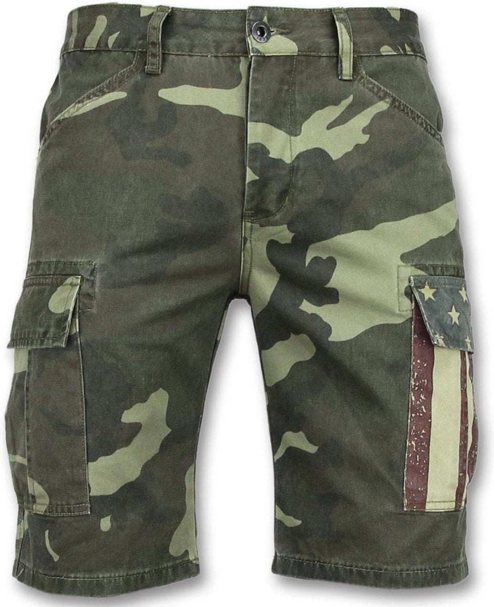 Enos Heren Camouflage Korte Broek - Bermuda Heren Online -9017 - Groen - Maten: 30