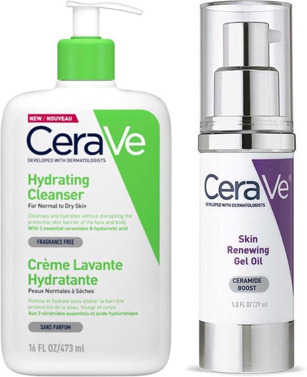 Ceravé Best Duo Set Anti-Aging - Skin Renewing Ceramide Gel - Complete Anti-veroudering set - SPF 30 - Retinol - Vitamine C - Hydrating Cleanser 473ml