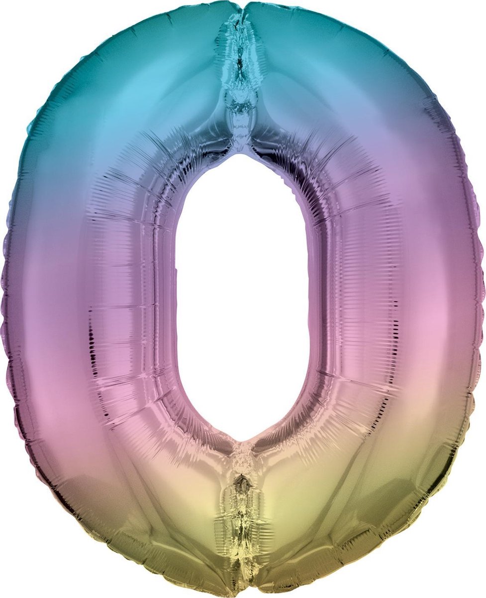 Amscan Cijferballon 0 86 Cm Blauw/roze/goud