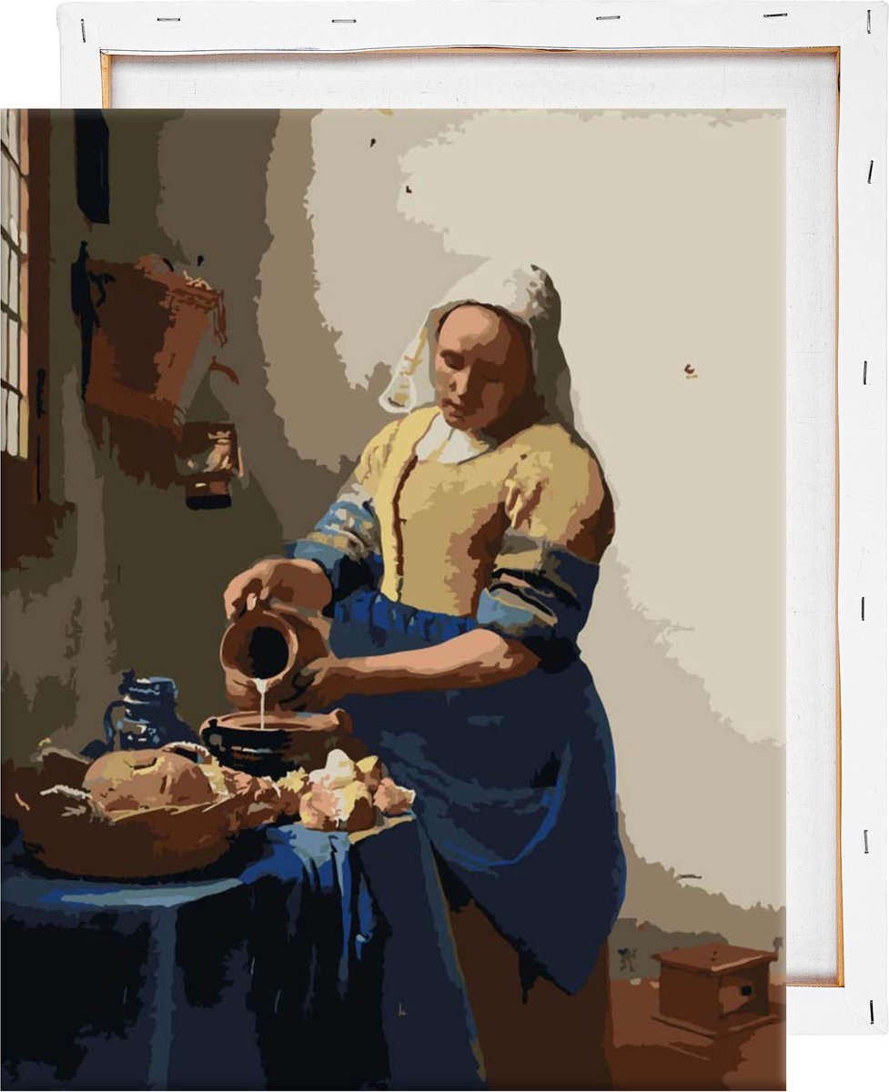 Schilderen Op Nummer Volwassenen - Het Melkmeisje - Met Frame - 40x50cm