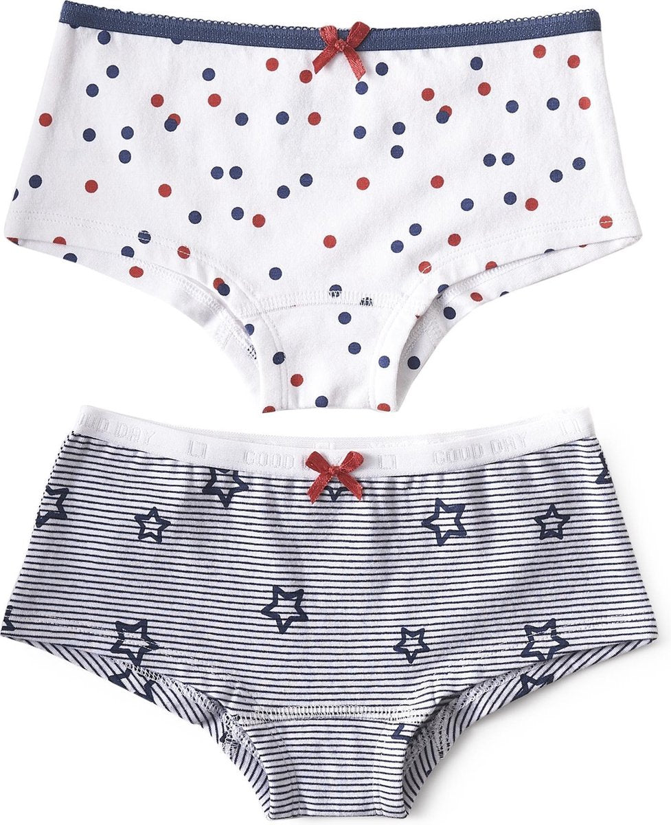 Little Label - meisjes - onderbroek - 2 stuks - wit dots