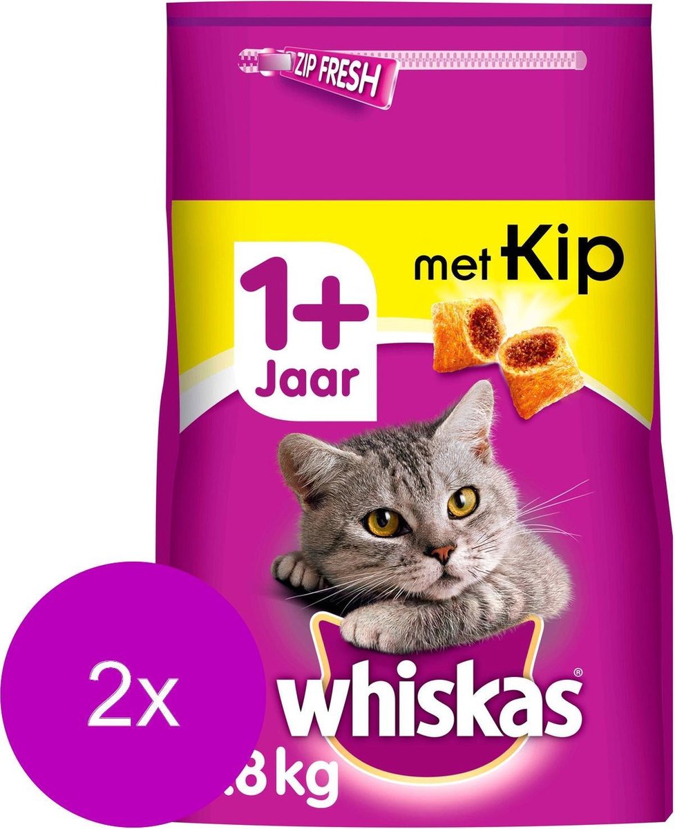 Whiskas Brokjes Adult Kip - Kattenvoer - 2 x 3