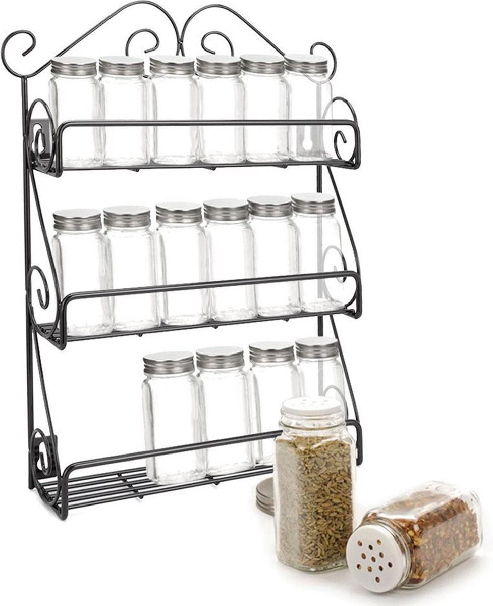 KitchenBrothers Staand en Hangend Kruidenrek voor 21 Kruidenpotjes – Ophangbaar Spice Rack – Keuken Rek - Kruiden Organizer - Specerijen