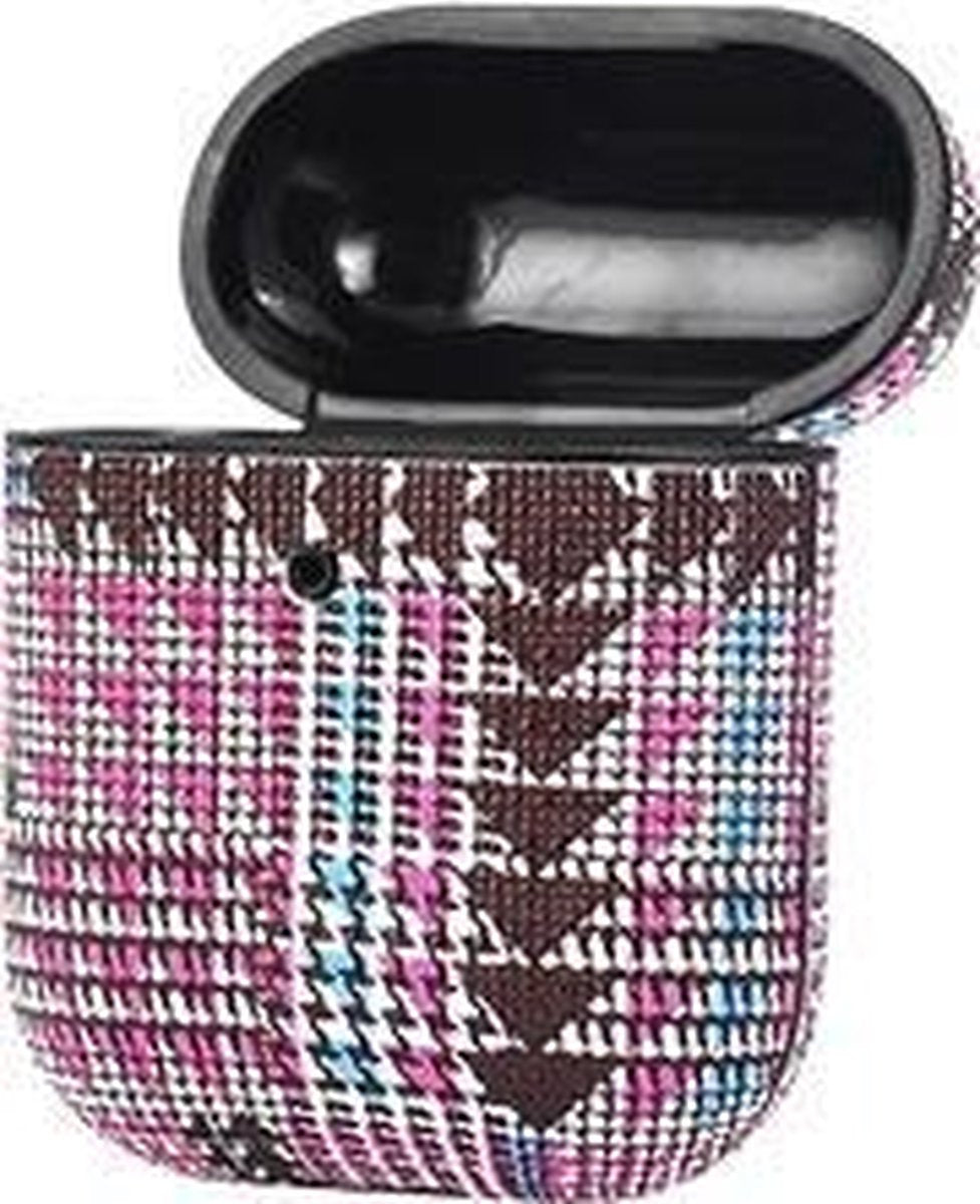TERRATEC AirBox beschermhoesje voor AirPods  Fabric Grain 2 Patroon Roze Blauw