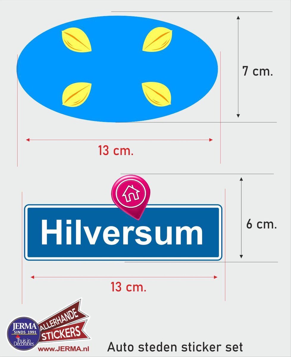Hilversum steden vlaggen auto stickers set van 2 stickers