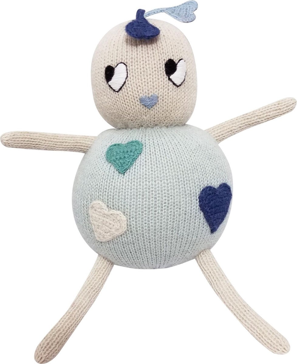 Luckyboysunday Knuffelpop 16 Cm Junior Alpaca-wol Blauw