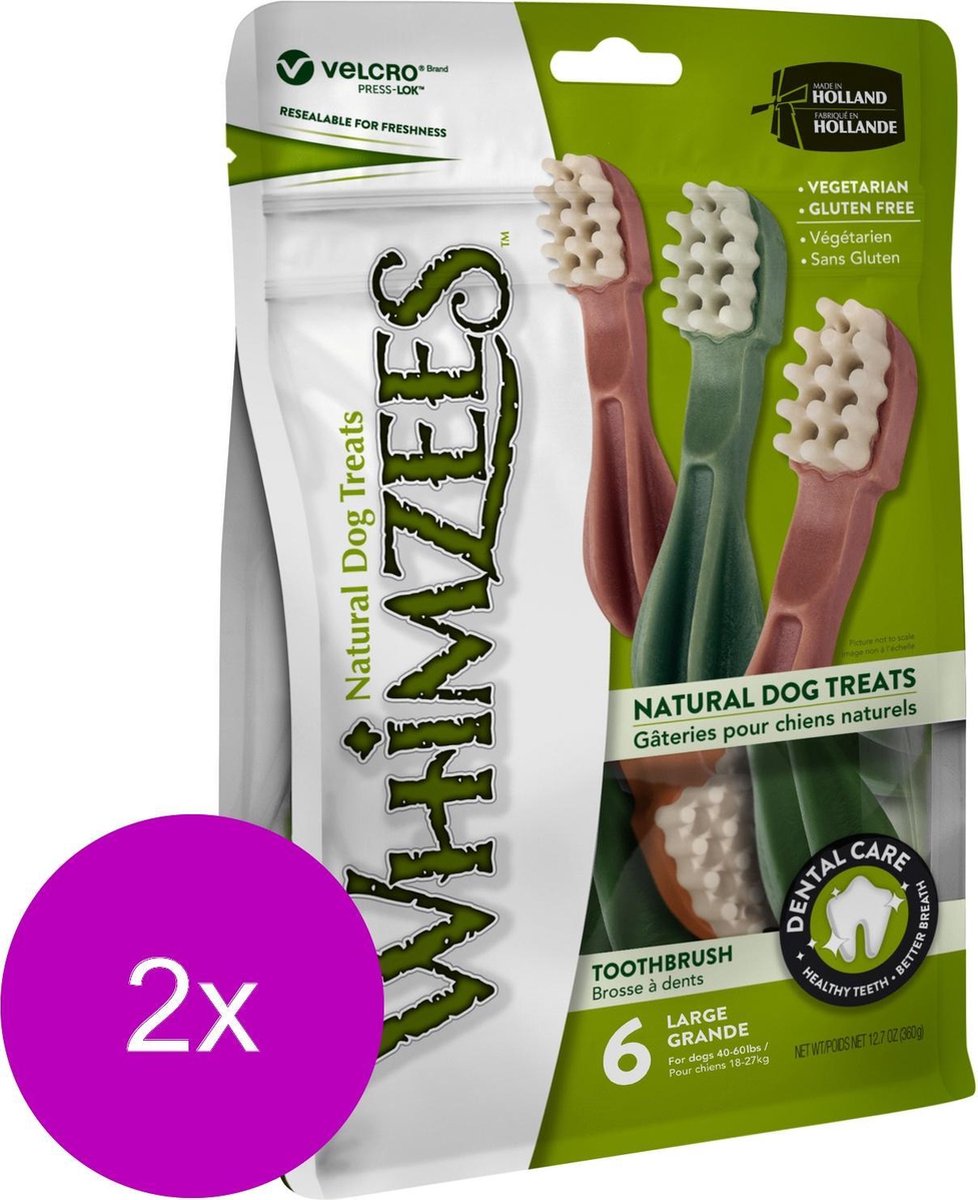 Whimzees Tandenborstel Large - Hondensnacks - 2 x 6x14.5 cm