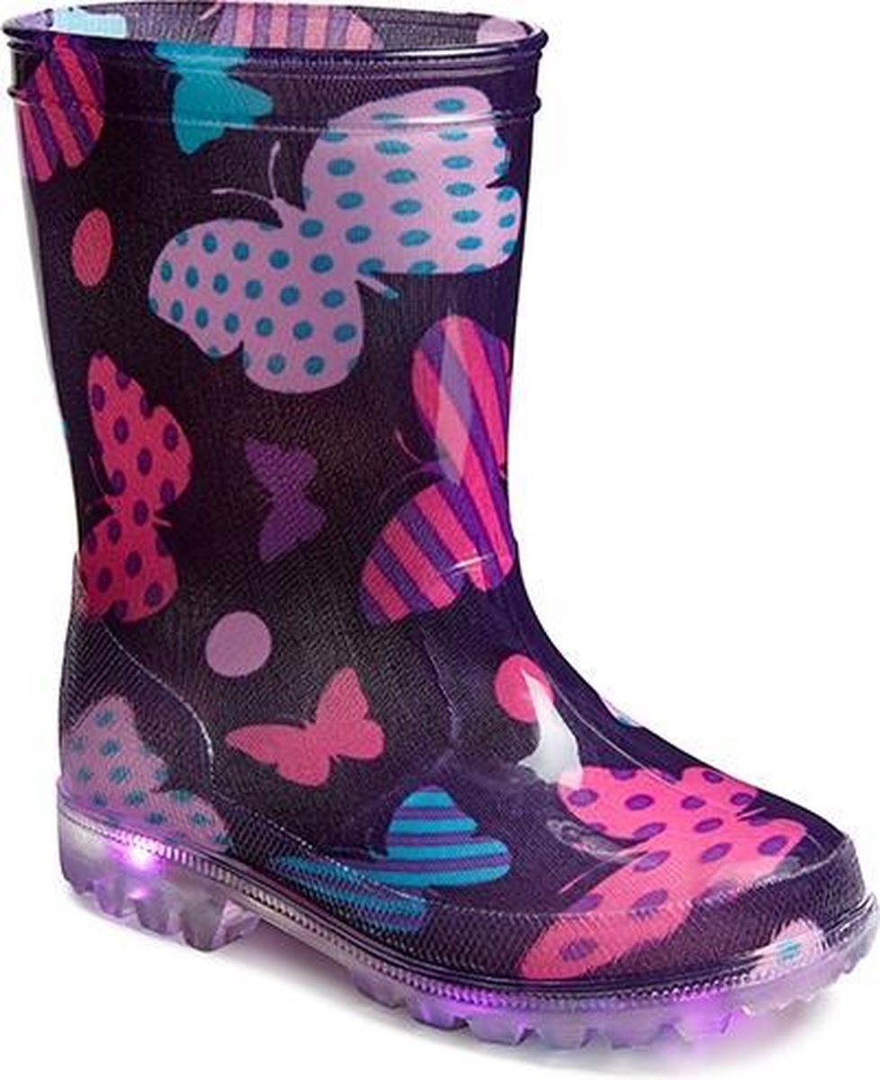 Gevavi Boots Mila Regenlaarzen Kids - LED-lampjes - Paars maat 21