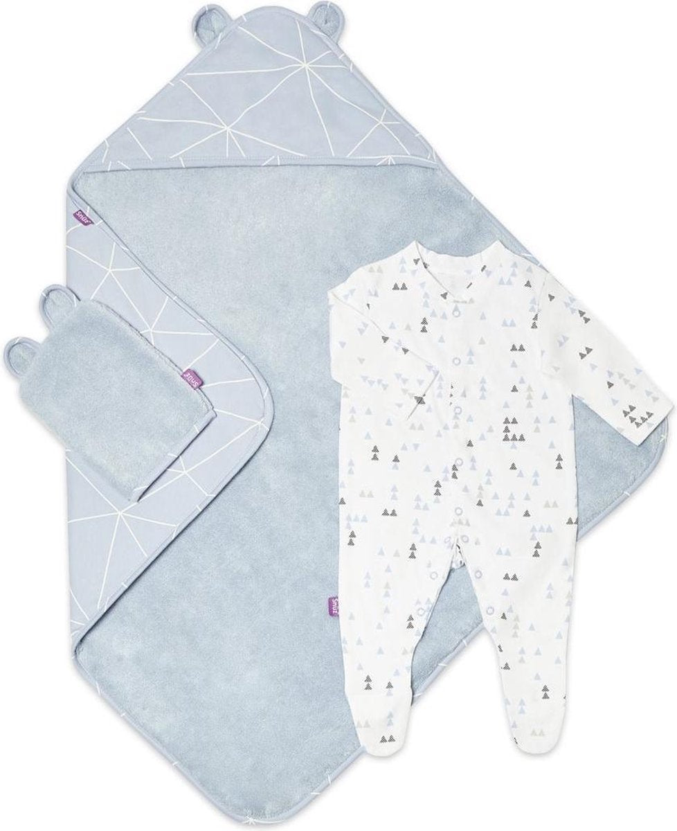 Snuz Baby bad en bed set  - Geo Breeze - handdoek en slaappakje
